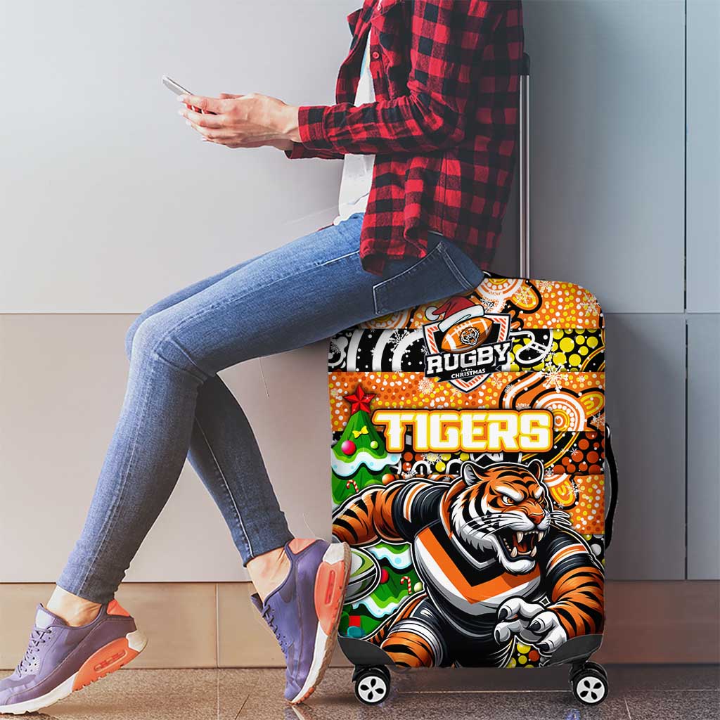 Tigers Rugby Merry Christmas Luggage Cover Indigenous Australian Art