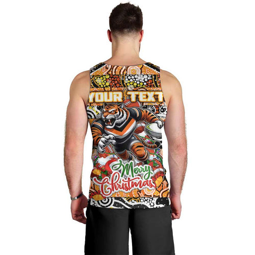 Custom Tigers Rugby Merry Christmas Men Tank Top Indigenous Australian Art