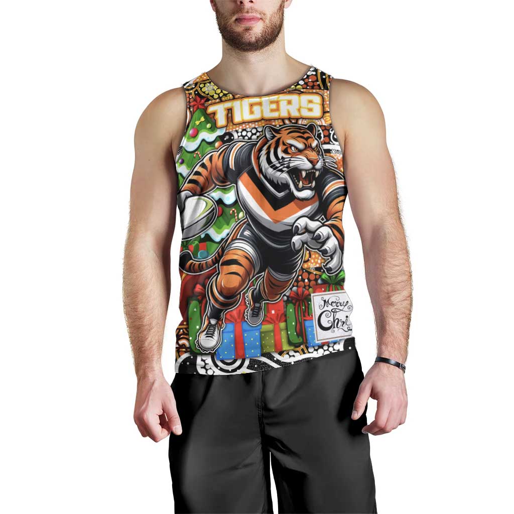 Custom Tigers Rugby Merry Christmas Men Tank Top Indigenous Australian Art