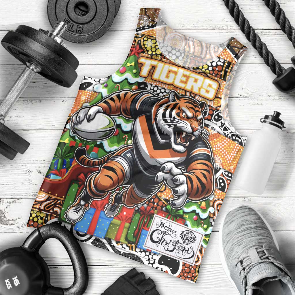 Custom Tigers Rugby Merry Christmas Men Tank Top Indigenous Australian Art