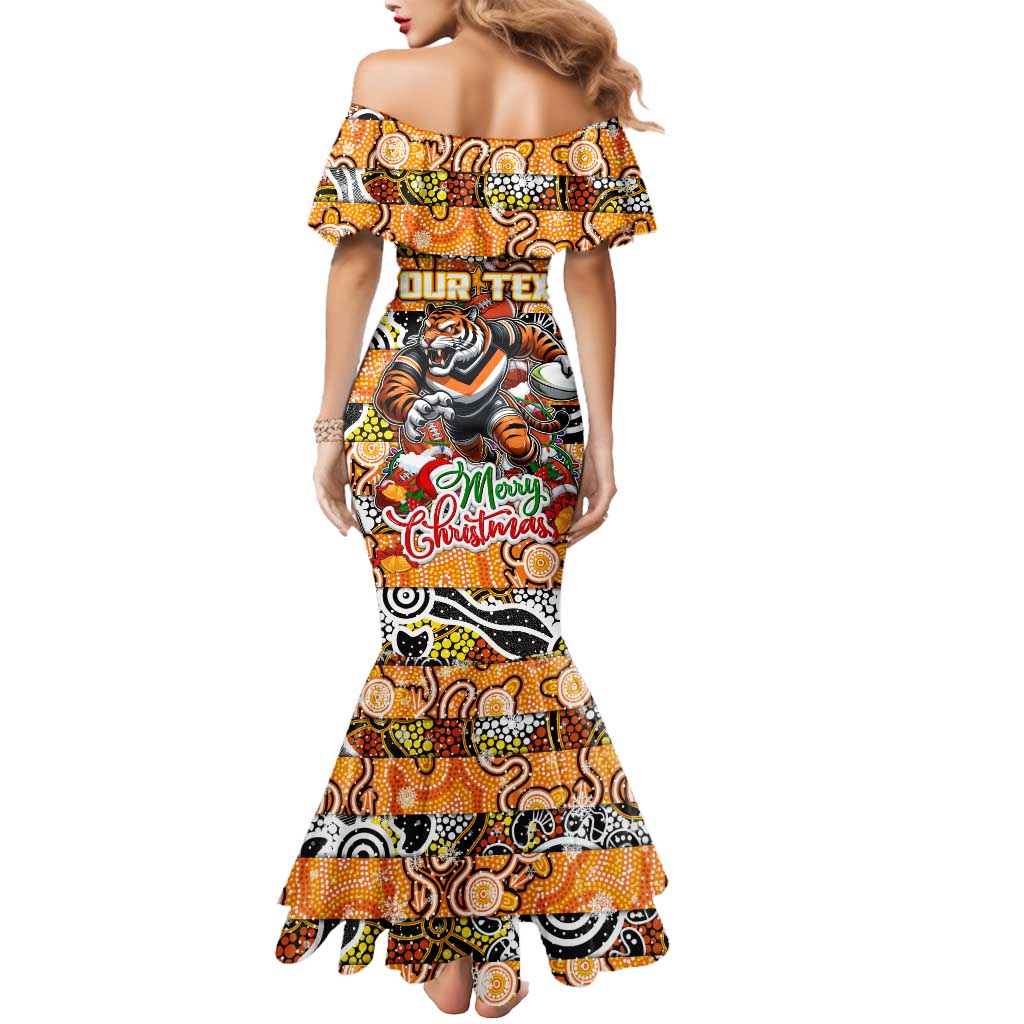 Custom Tigers Rugby Merry Christmas Mermaid Dress Indigenous Australian Art
