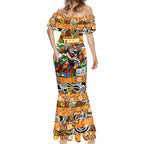Custom Tigers Rugby Merry Christmas Mermaid Dress Indigenous Australian Art