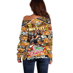Custom Tigers Rugby Merry Christmas Off Shoulder Sweater Indigenous Australian Art