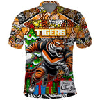 Custom Tigers Rugby Merry Christmas Polo Shirt Indigenous Australian Art
