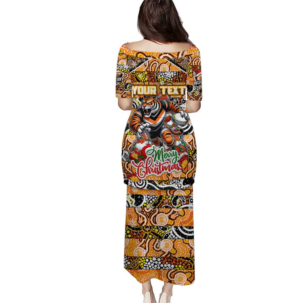 Custom Tigers Rugby Merry Christmas Puletasi Indigenous Australian Art