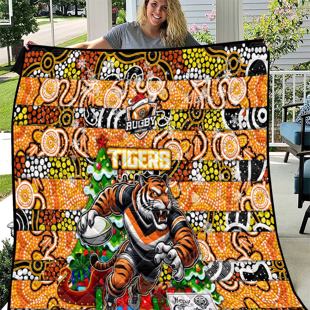 Tigers Rugby Merry Christmas Quilt Indigenous Australian Art
