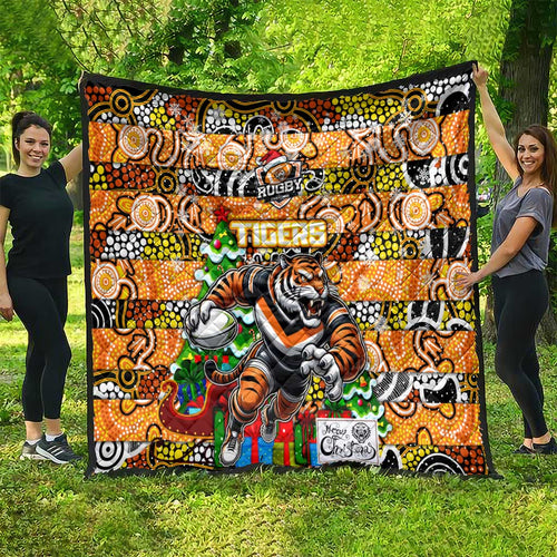 Tigers Rugby Merry Christmas Quilt Indigenous Australian Art