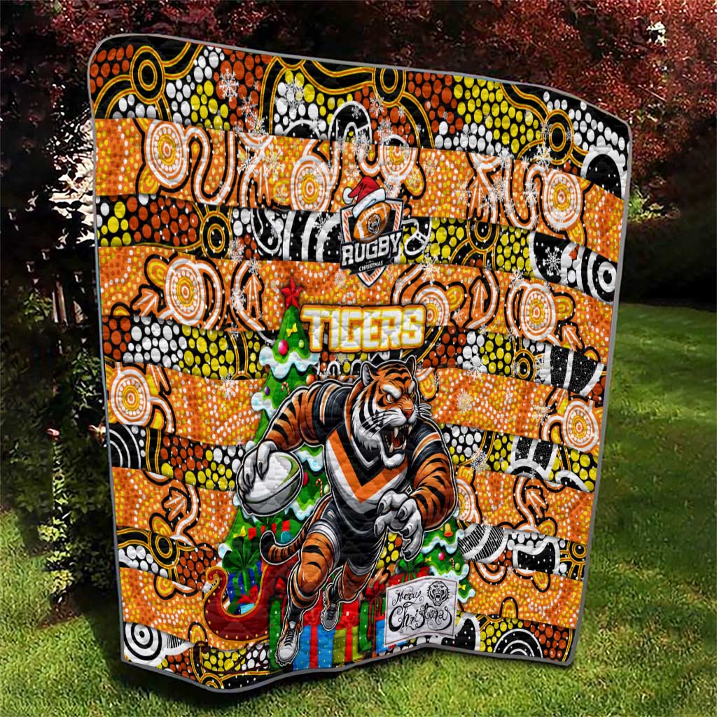 Tigers Rugby Merry Christmas Quilt Indigenous Australian Art