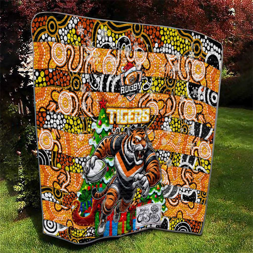 Tigers Rugby Merry Christmas Quilt Indigenous Australian Art