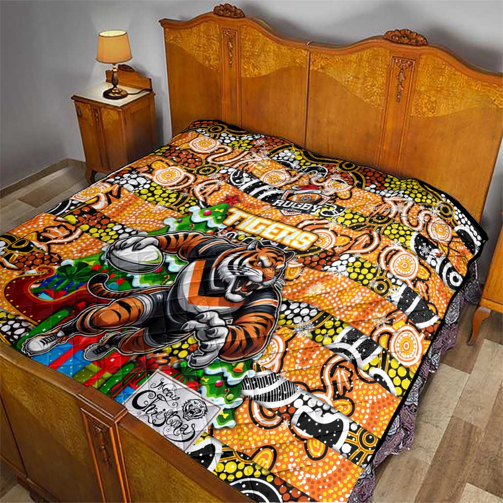 Tigers Rugby Merry Christmas Quilt Indigenous Australian Art