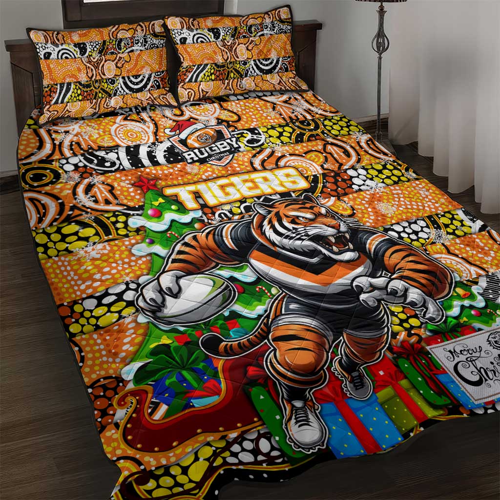 Tigers Rugby Merry Christmas Quilt Bed Set Indigenous Australian Art