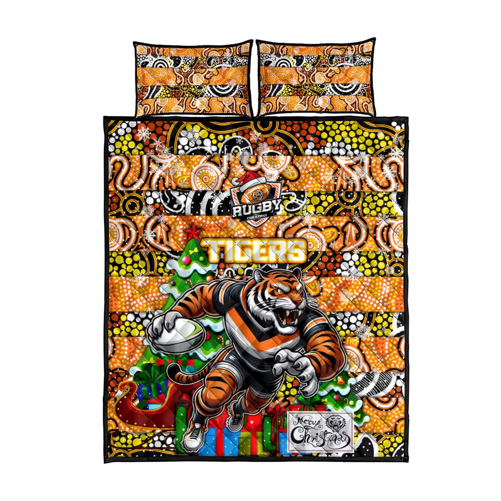 Tigers Rugby Merry Christmas Quilt Bed Set Indigenous Australian Art