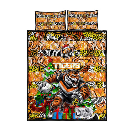 Tigers Rugby Merry Christmas Quilt Bed Set Indigenous Australian Art