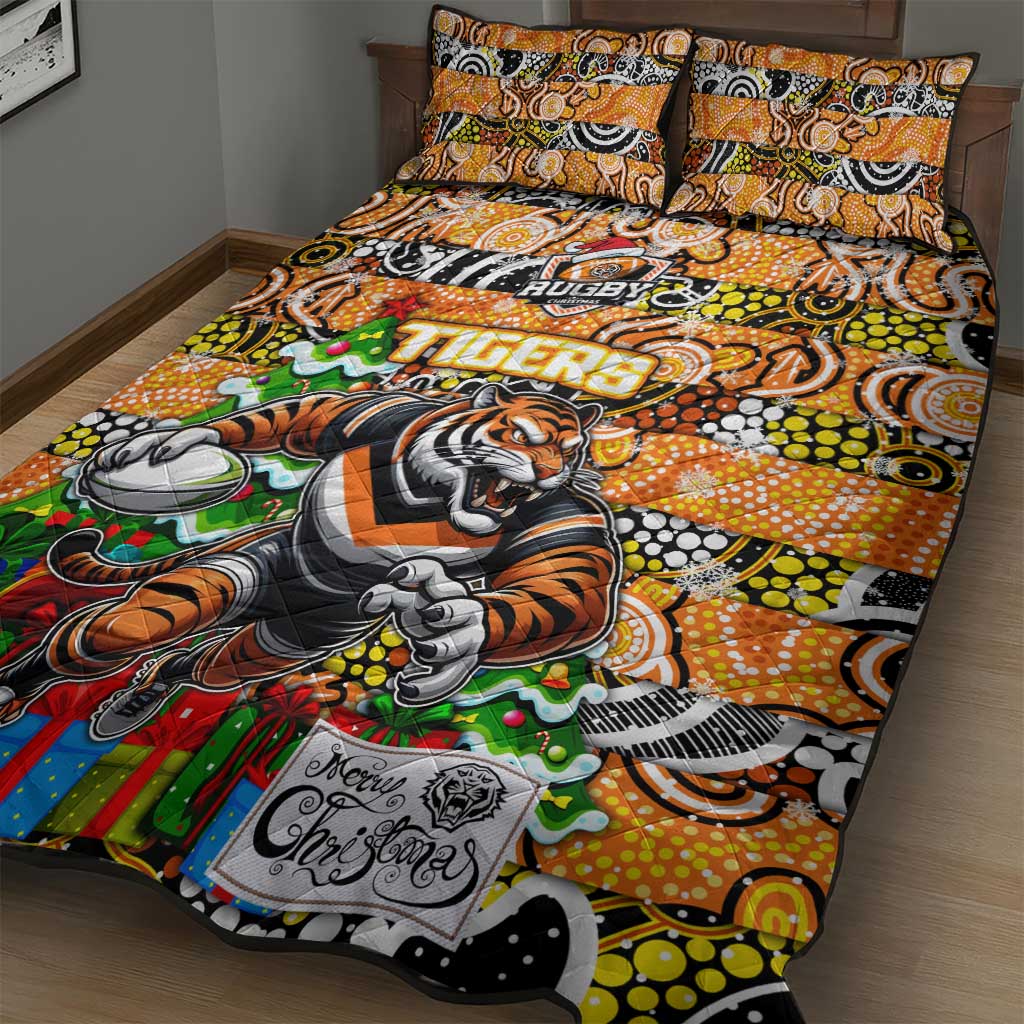 Tigers Rugby Merry Christmas Quilt Bed Set Indigenous Australian Art