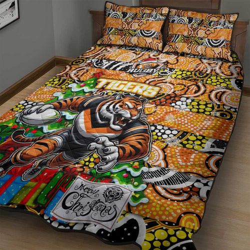 Tigers Rugby Merry Christmas Quilt Bed Set Indigenous Australian Art