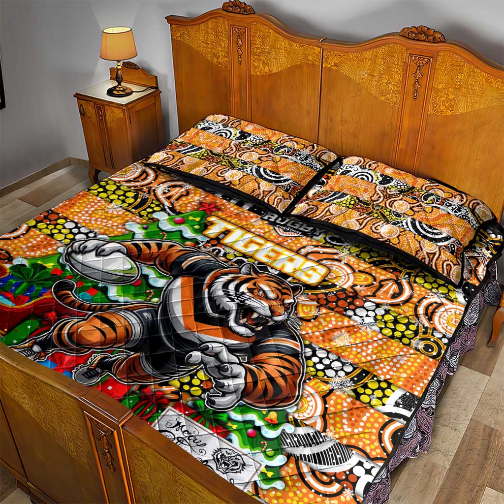 Tigers Rugby Merry Christmas Quilt Bed Set Indigenous Australian Art