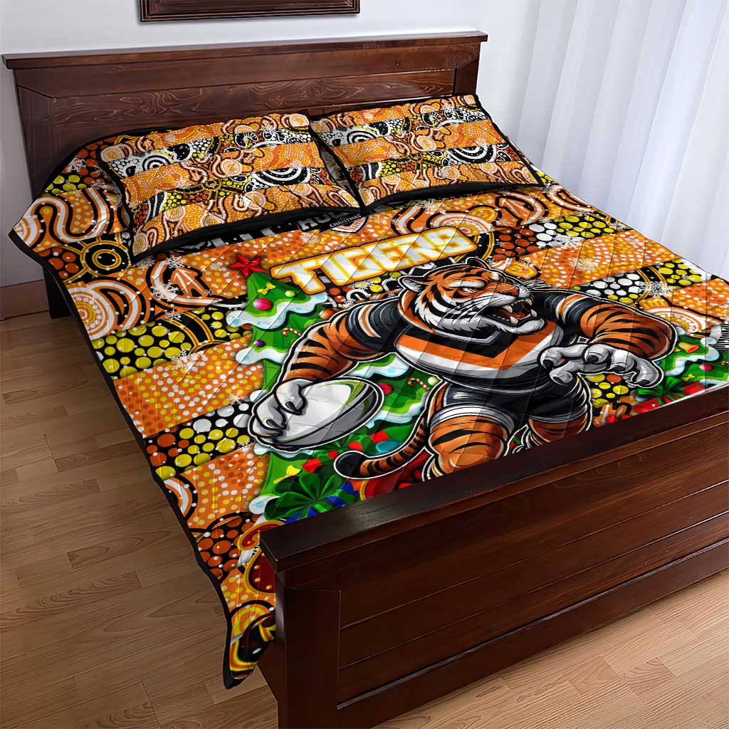 Tigers Rugby Merry Christmas Quilt Bed Set Indigenous Australian Art