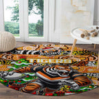 Tigers Rugby Merry Christmas Round Carpet Indigenous Australian Art