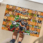 Tigers Rugby Merry Christmas Rubber Doormat Indigenous Australian Art