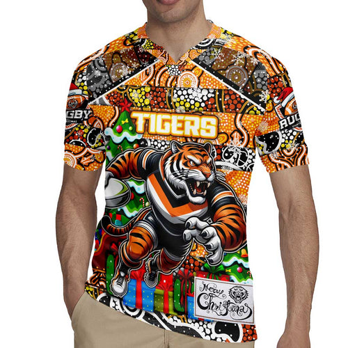 Custom Tigers Rugby Merry Christmas Rugby Jersey Indigenous Australian Art