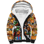 Custom Tigers Rugby Merry Christmas Sherpa Hoodie Indigenous Australian Art