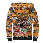Custom Tigers Rugby Merry Christmas Sherpa Hoodie Indigenous Australian Art