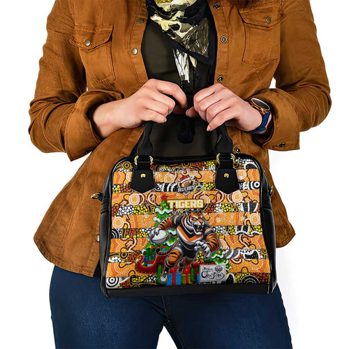 Tigers Rugby Merry Christmas Shoulder Handbag Indigenous Australian Art