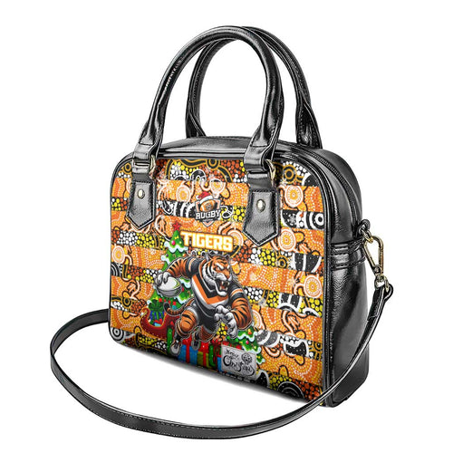 Tigers Rugby Merry Christmas Shoulder Handbag Indigenous Australian Art