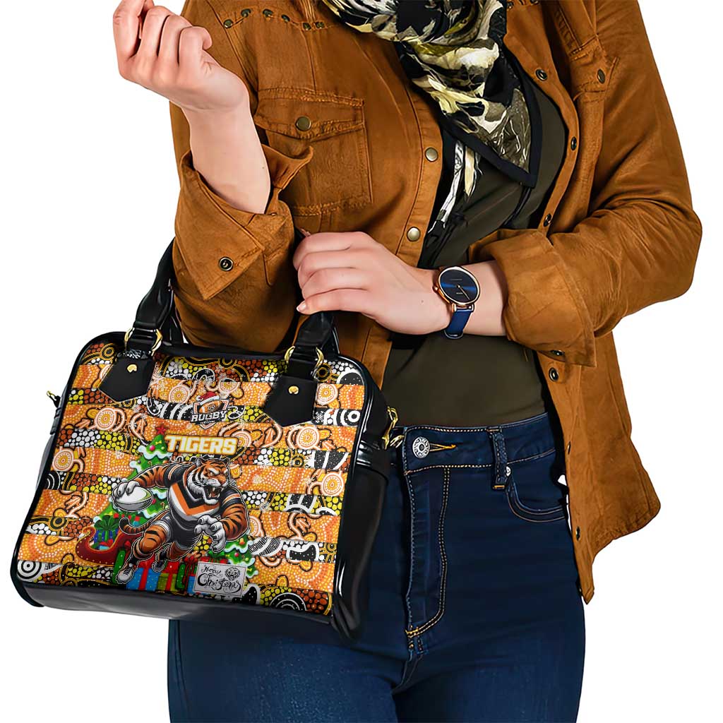 Tigers Rugby Merry Christmas Shoulder Handbag Indigenous Australian Art