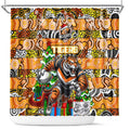 Tigers Rugby Merry Christmas Shower Curtain Indigenous Australian Art