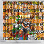 Tigers Rugby Merry Christmas Shower Curtain Indigenous Australian Art