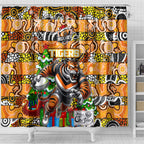 Tigers Rugby Merry Christmas Shower Curtain Indigenous Australian Art