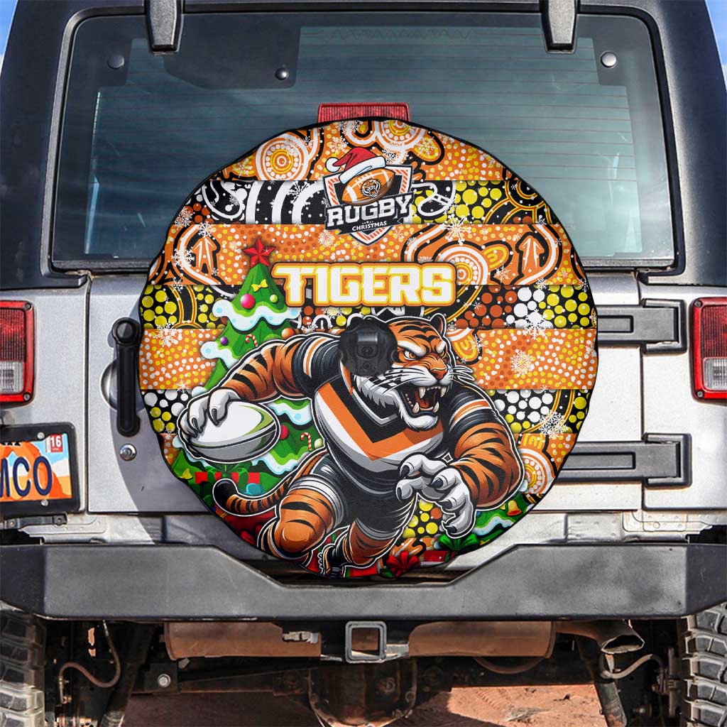 Tigers Rugby Merry Christmas Spare Tire Cover Indigenous Australian Art