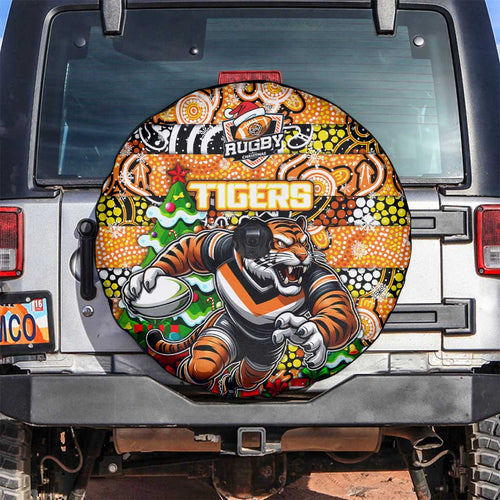 Tigers Rugby Merry Christmas Spare Tire Cover Indigenous Australian Art