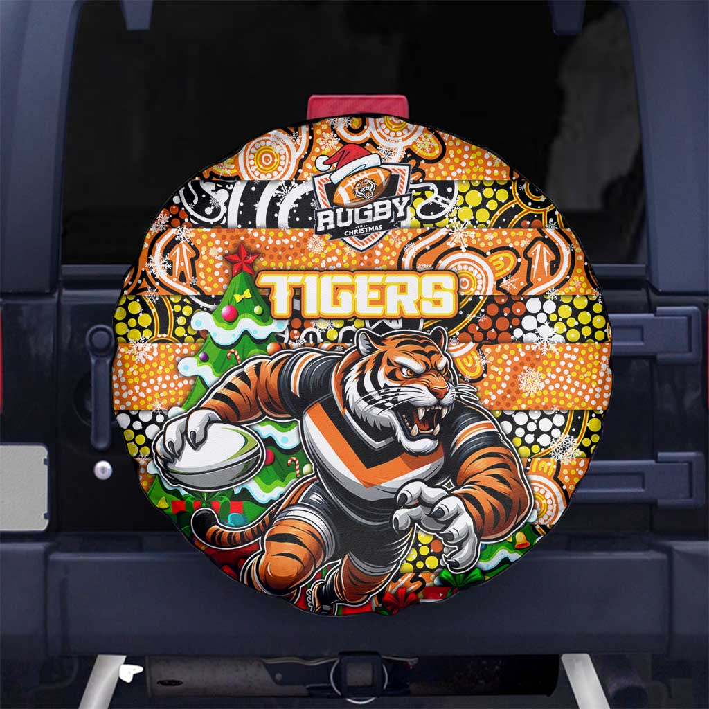 Tigers Rugby Merry Christmas Spare Tire Cover Indigenous Australian Art