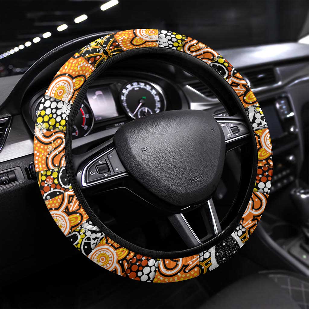 Tigers Rugby Merry Christmas Steering Wheel Cover Indigenous Australian Art