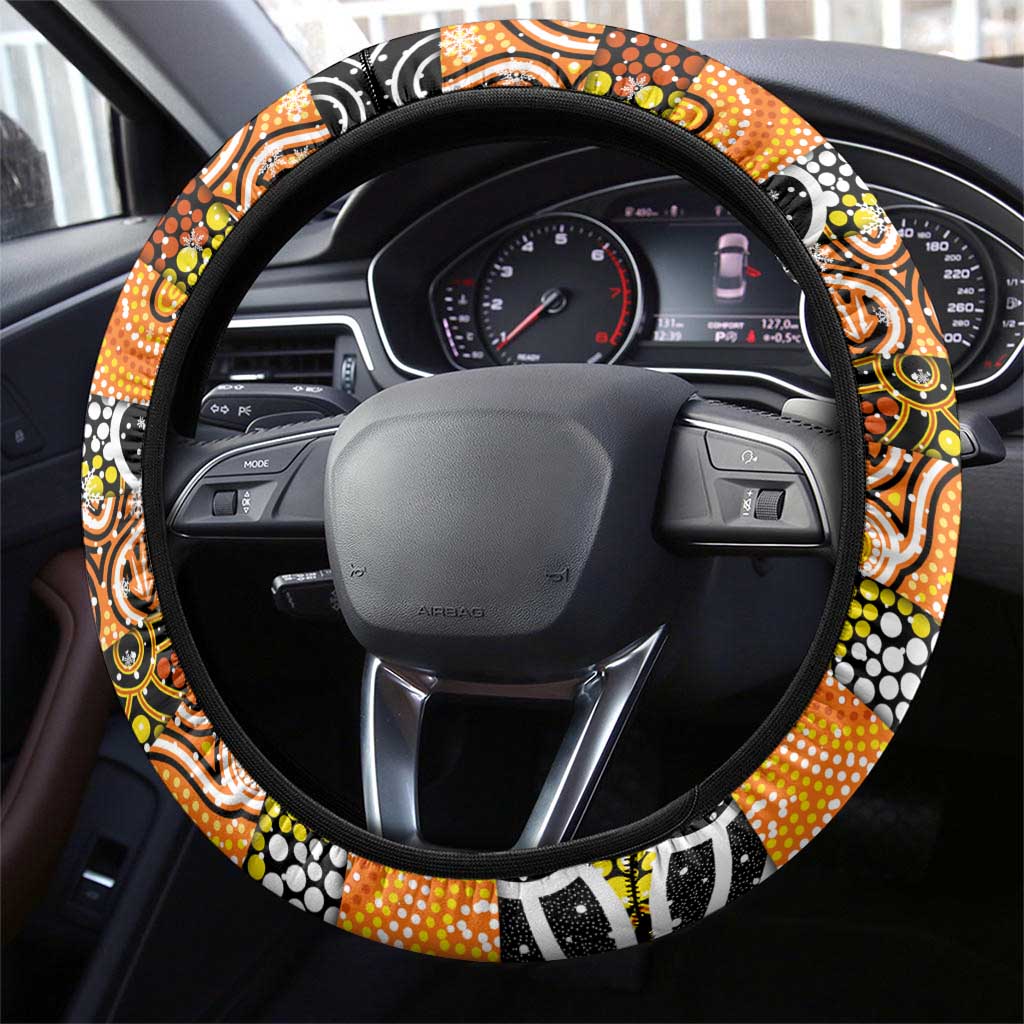 Tigers Rugby Merry Christmas Steering Wheel Cover Indigenous Australian Art