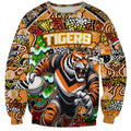 Custom Tigers Rugby Merry Christmas Sweatshirt Indigenous Australian Art