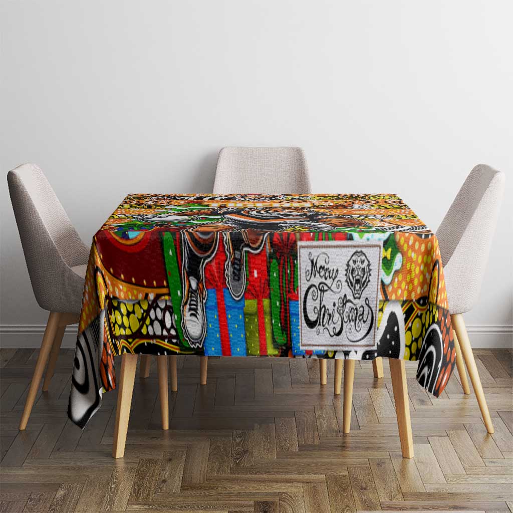 Tigers Rugby Merry Christmas Tablecloth Indigenous Australian Art