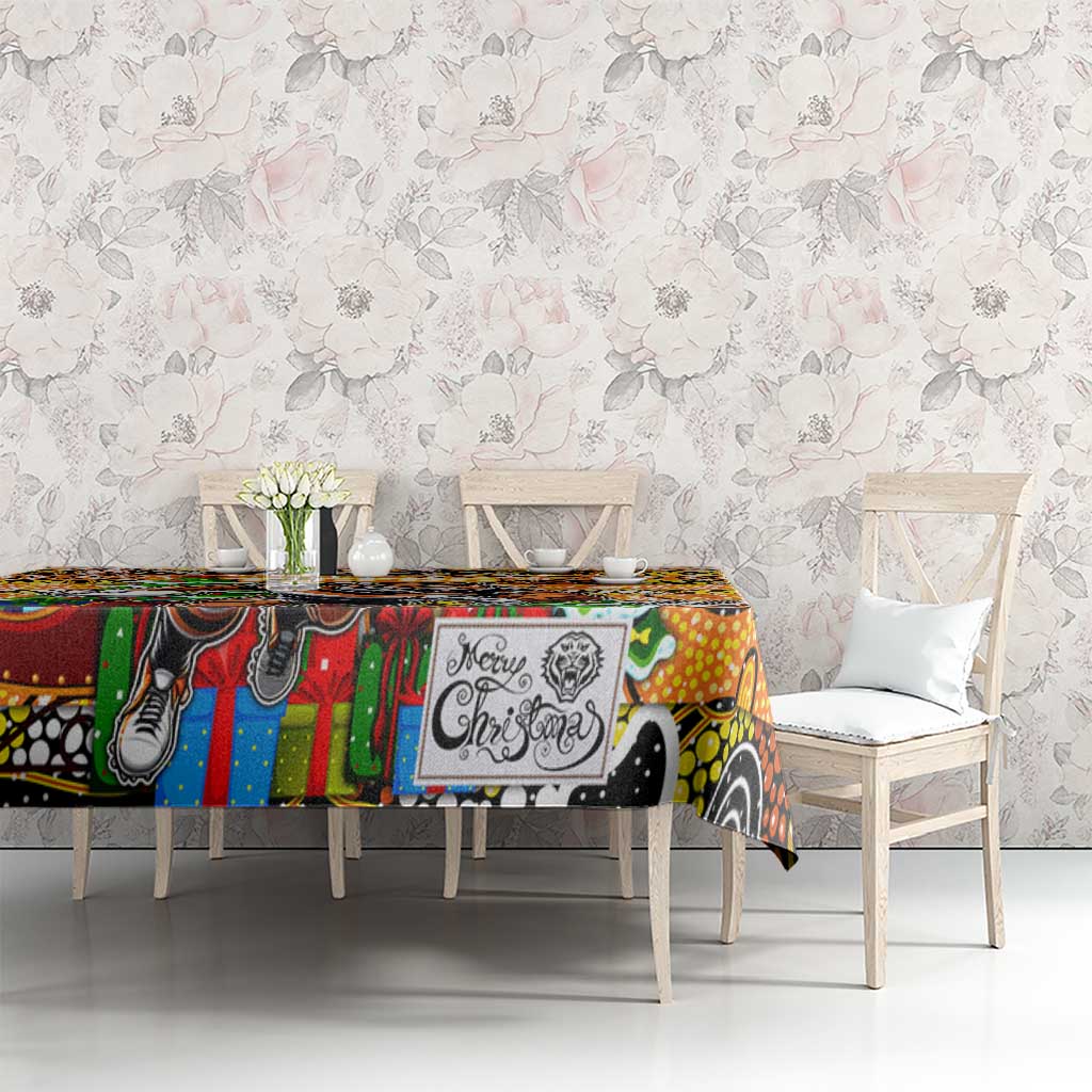 Tigers Rugby Merry Christmas Tablecloth Indigenous Australian Art