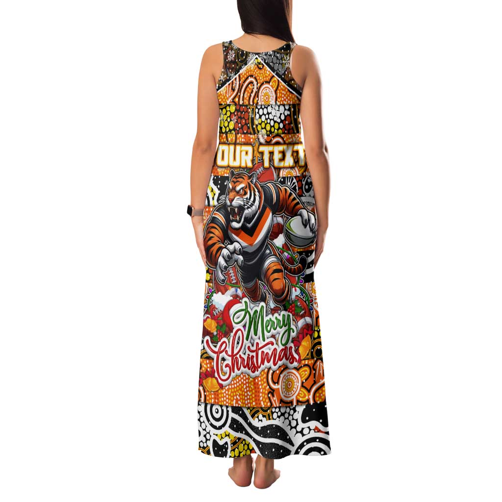 Custom Tigers Rugby Merry Christmas Tank Maxi Dress Indigenous Australian Art