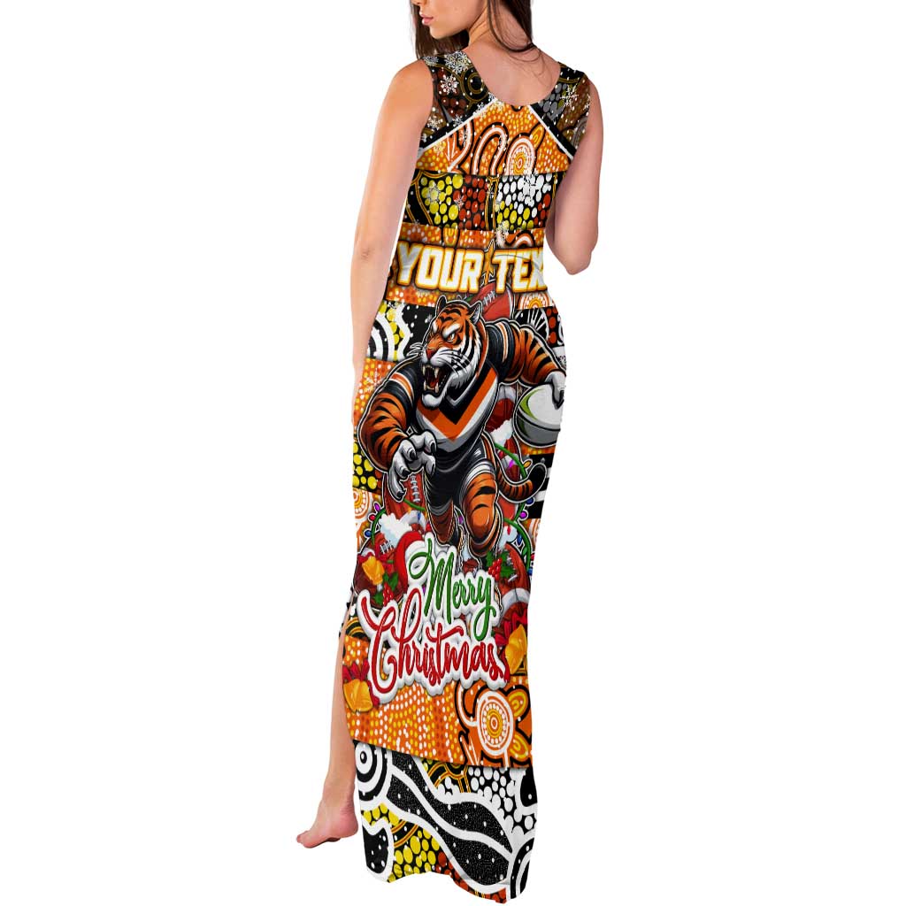 Custom Tigers Rugby Merry Christmas Tank Maxi Dress Indigenous Australian Art