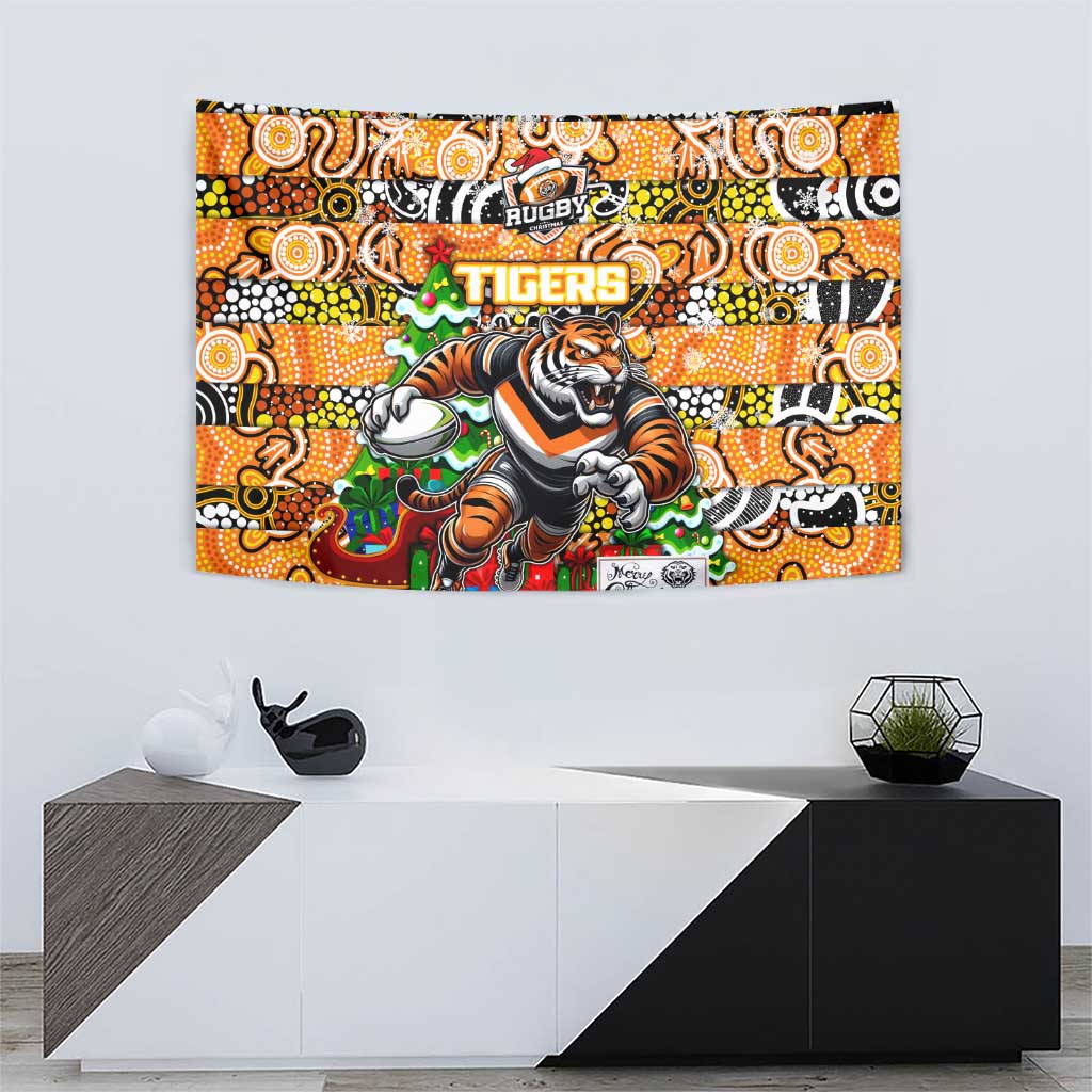 Tigers Rugby Merry Christmas Tapestry Indigenous Australian Art
