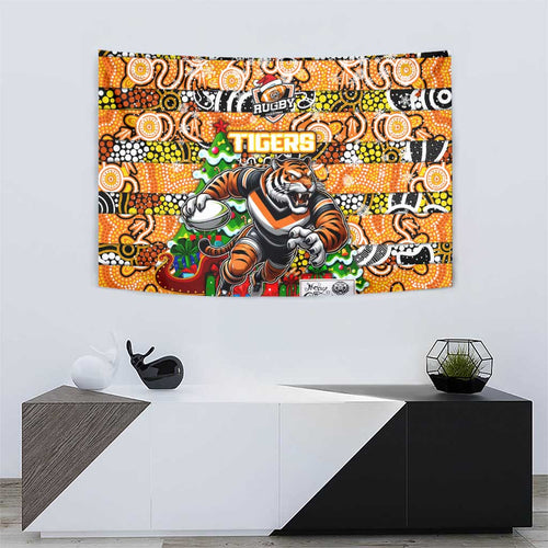 Tigers Rugby Merry Christmas Tapestry Indigenous Australian Art
