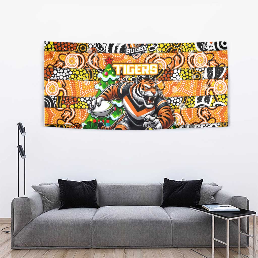 Tigers Rugby Merry Christmas Tapestry Indigenous Australian Art