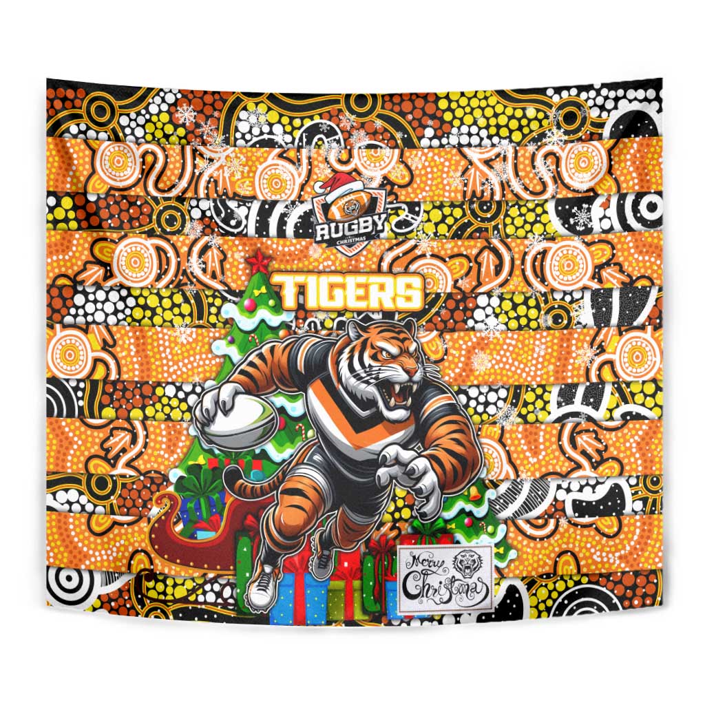 Tigers Rugby Merry Christmas Tapestry Indigenous Australian Art