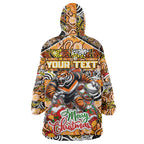 Custom Tigers Rugby Merry Christmas Wearable Blanket Hoodie Indigenous Australian Art