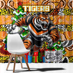 Tigers Rugby Merry Christmas Window Curtain Indigenous Australian Art