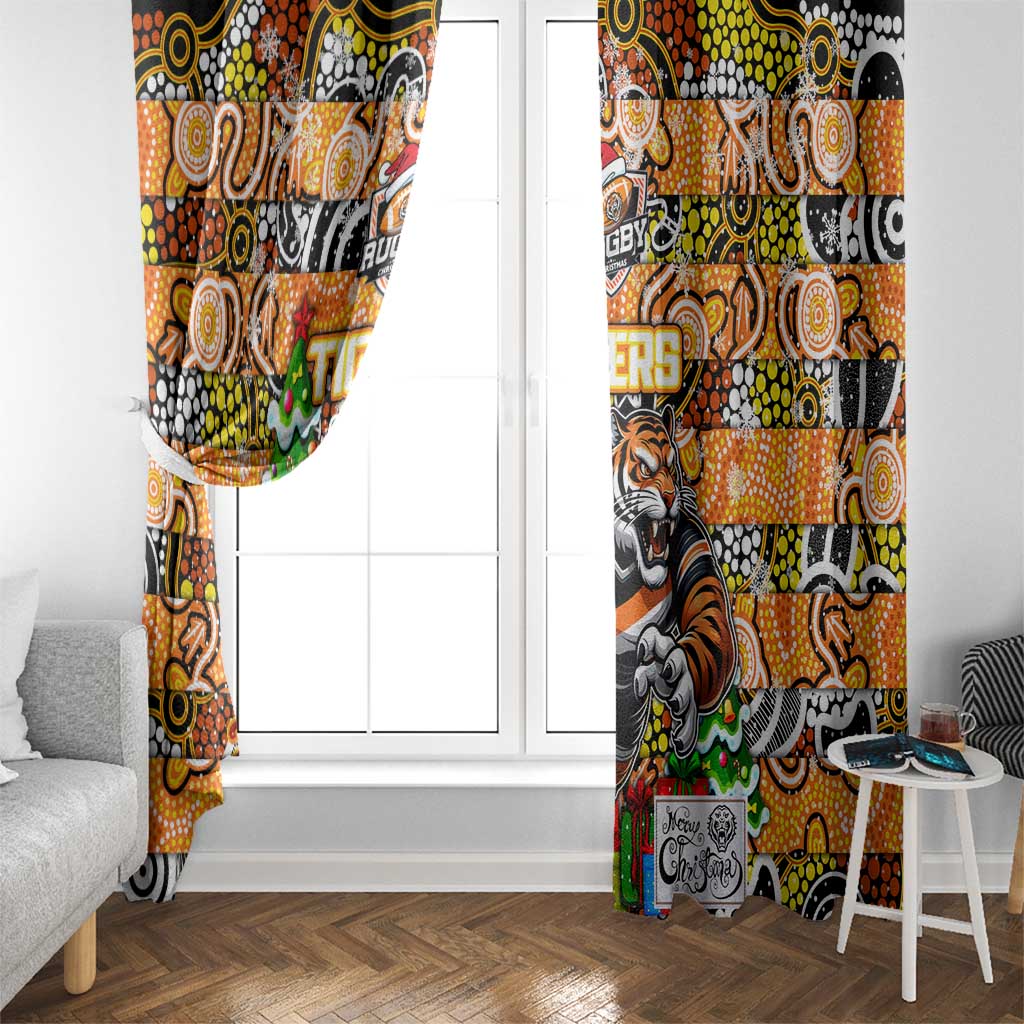 Tigers Rugby Merry Christmas Window Curtain Indigenous Australian Art