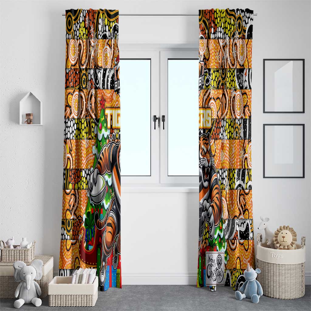 Tigers Rugby Merry Christmas Window Curtain Indigenous Australian Art
